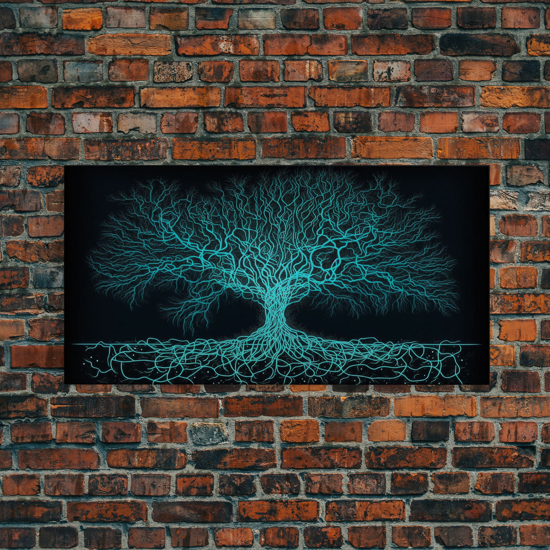 Wire Frame Yggdrasil Tree of Life, Framed Canvas Print, Canvas Art, Wall Art For Vikings, Gift For Him