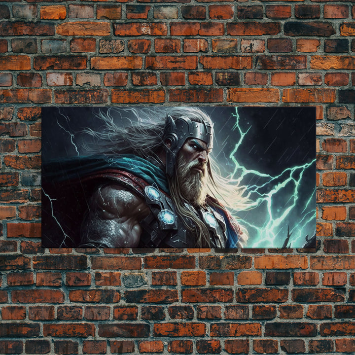 Thor God of Thunder, Framed Canvas Print, Norse Mythology Art,  Fantasy Art