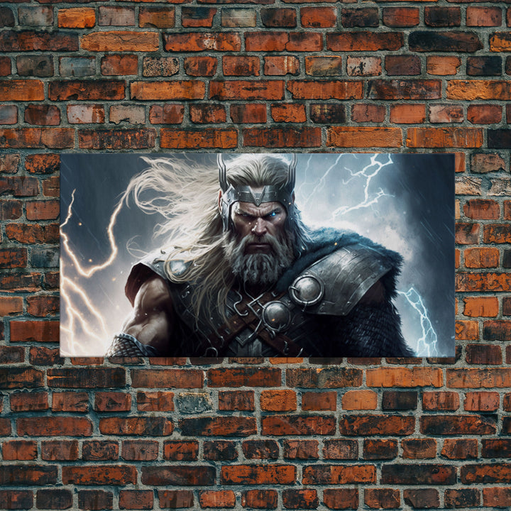 Thor Art, God of Thunder, Framed Canvas Print, Norse Mythology Art,  Fantasy Art