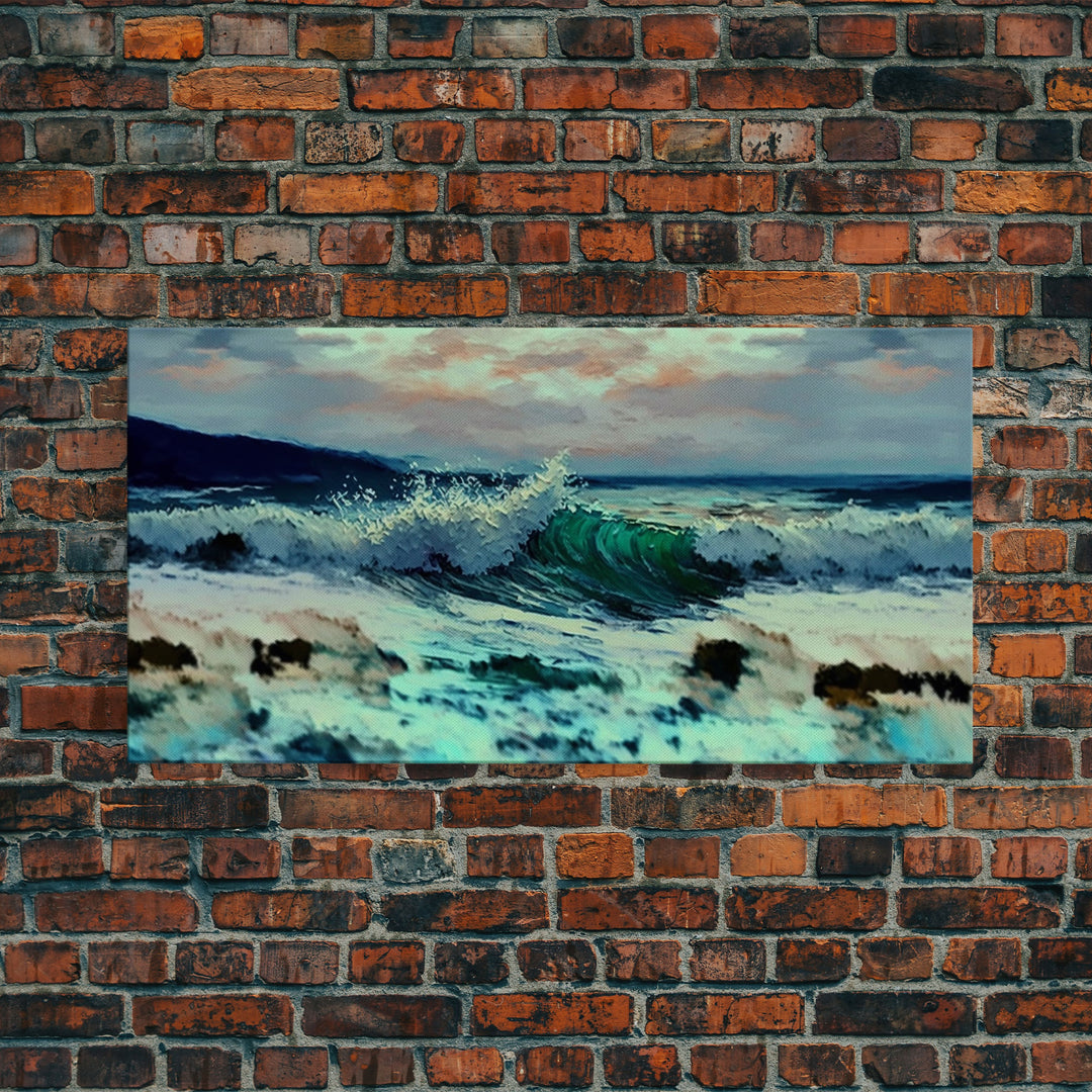 Wave, Ocean Wall Art, Impressionist Oil Painting On Canvas, Ready To Hang Large Landscape Canvas Wall Art Print With Or Without Wood Frame