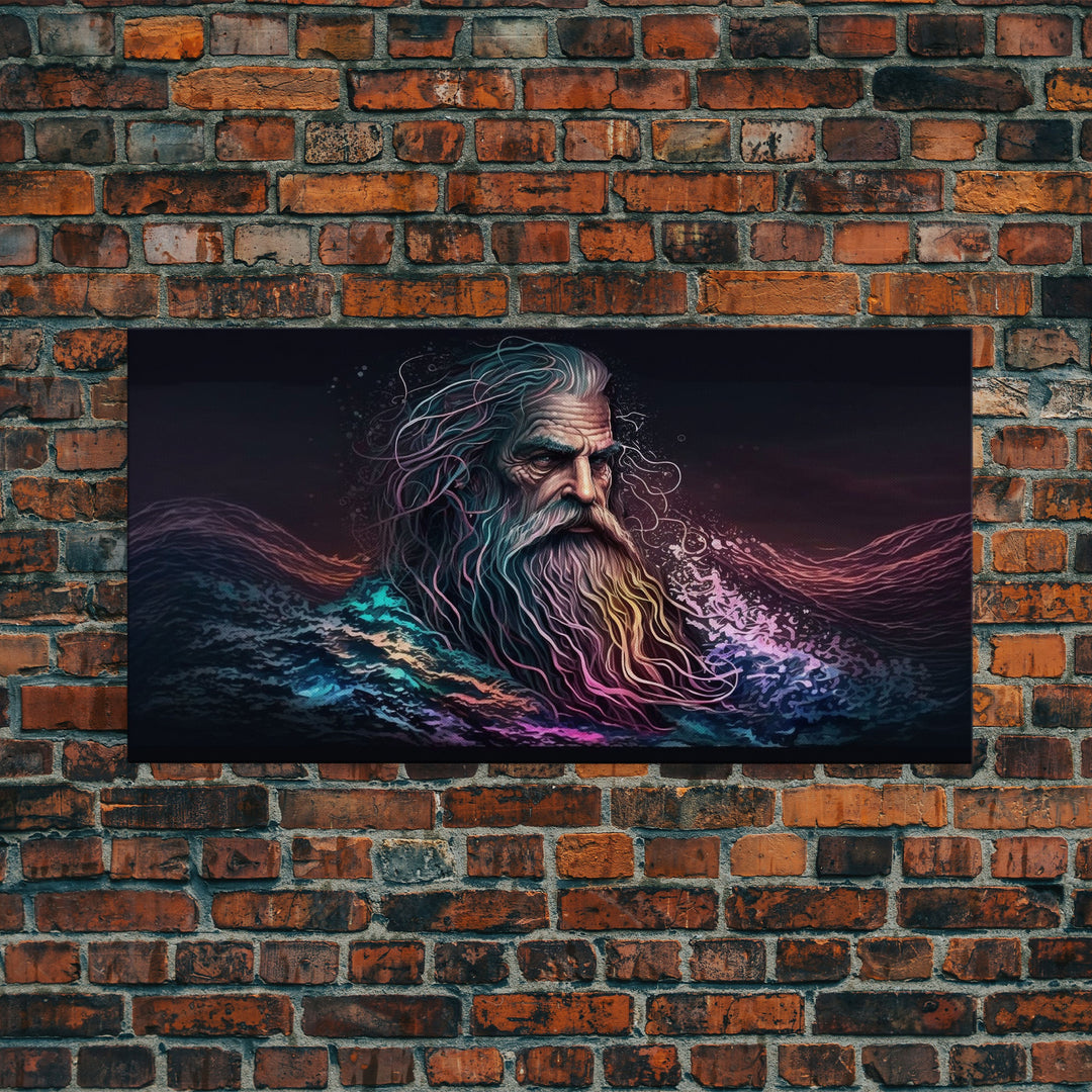 Aegir, God Of The Sea, Framed Canvas Print, Norse Mythology, Norse Art, Living Room Wall Art