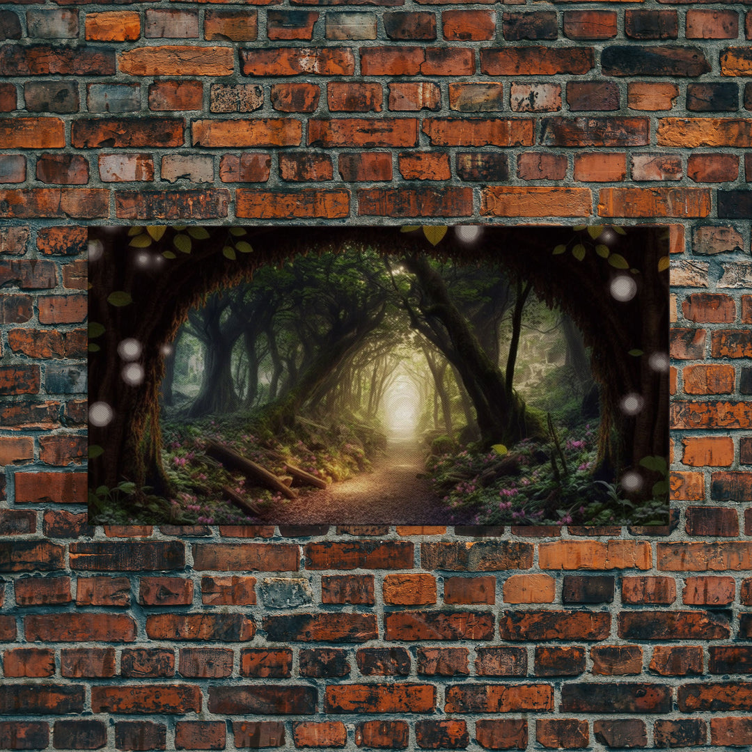 Path Through A Magical Enchanted Fairy Forest, Fantasy Art, Framed Canvas Print, Enchanted Forest Fantasy Art