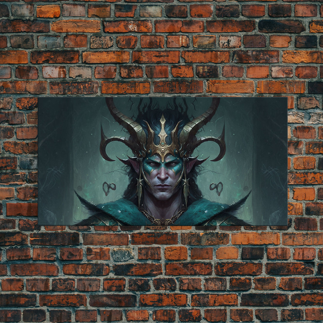 Aesthetic Loki the Trickster God, Norse Mythology, Framed Canvas Print, Extra Large Art, Fantasy Decor, Pastel Aesthetic Art