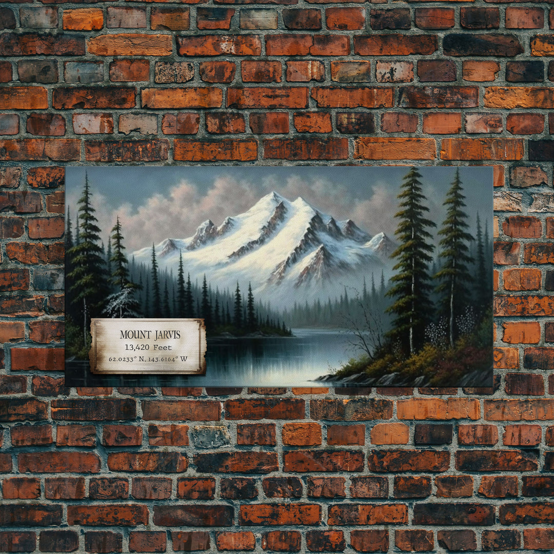 Mount Jarvis, Mountains of Alaska, Travel Poster Wall Art, Framed Canvas Print, American Mountains, Mountain Landscape Painting