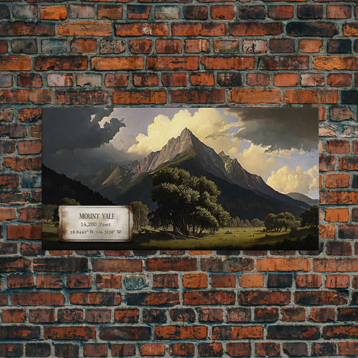 Mount Yale, Mountains of Colorado, Travel Poster Wall Art, Framed Canvas Print, American Mountains, Mountain Landscape Painting