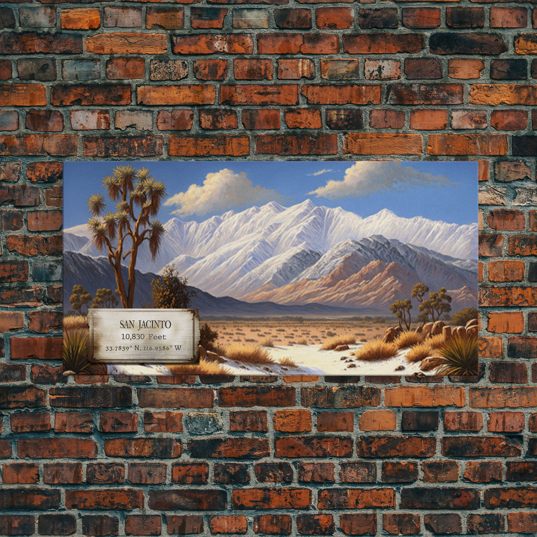 Mount San Jacinto, Travel Poster Wall Art, Framed Canvas Print, American Mountains, Mountain Landscape Painting, Mountains of California