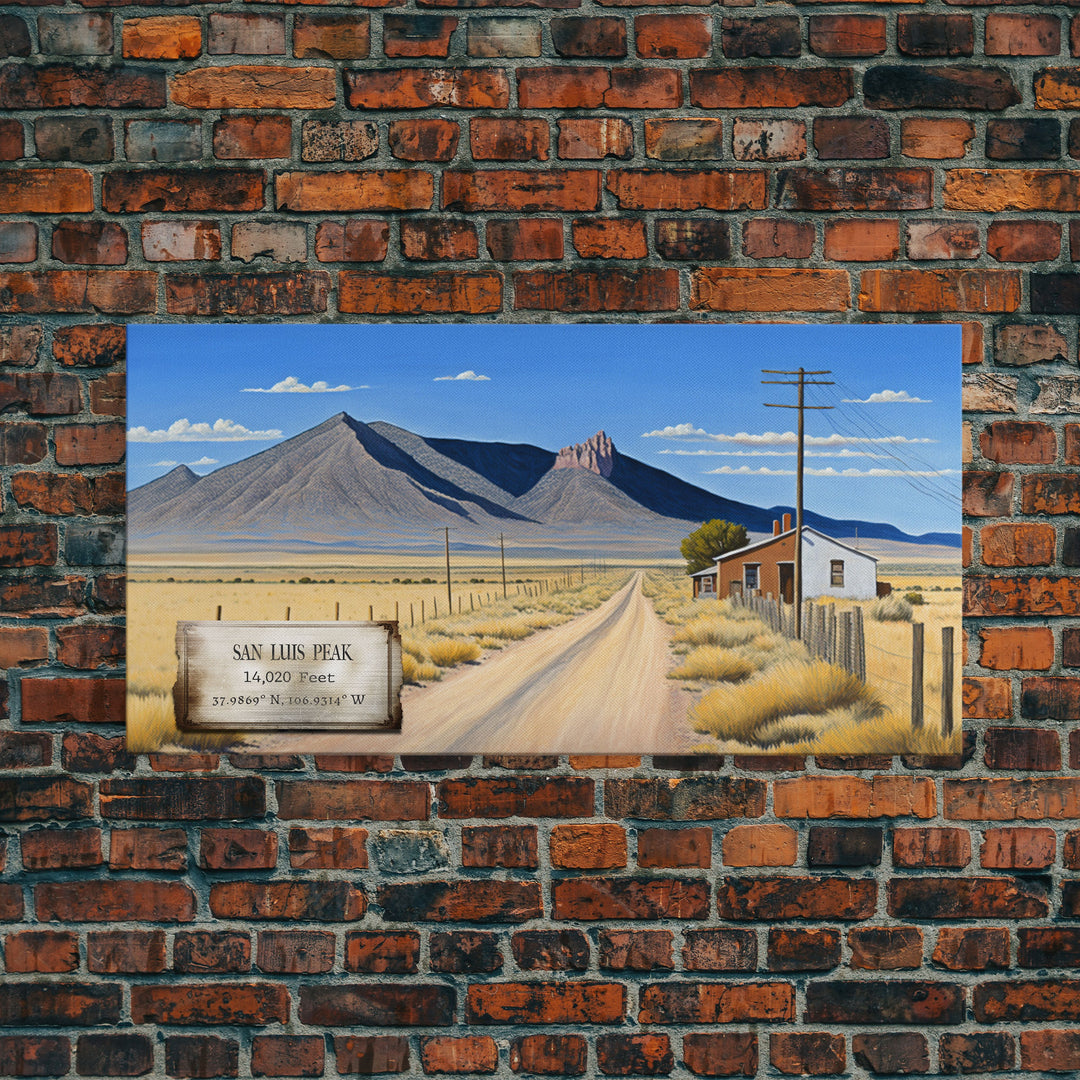 San Luis Peak, Colorado Art, Travel Poster Wall Art, Framed Canvas Print, American Mountains, Mountain Landscape Painting, Colorado Mountain