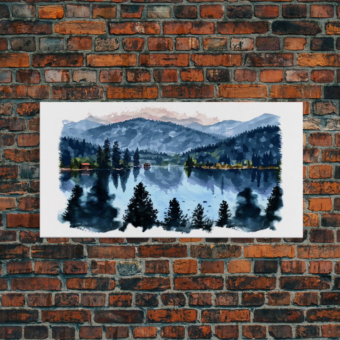 Lake Print, Nature Print, Landscape Print, Waterton National Park, Lake Painting, Landscape Painting, Waterton Art, Vintage Style State Park