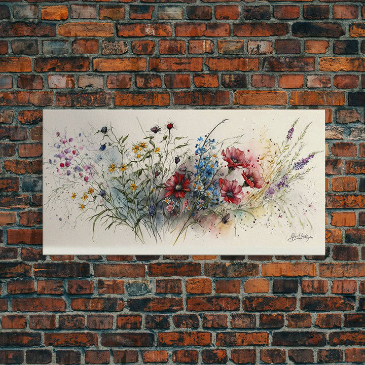 Beautiful Wildflowers, Wild Flower Art, Watercolor Floral Framed Canvas Print, Wall Art, Rustic Farmhouse Decor, Classic Art, Mother's Day