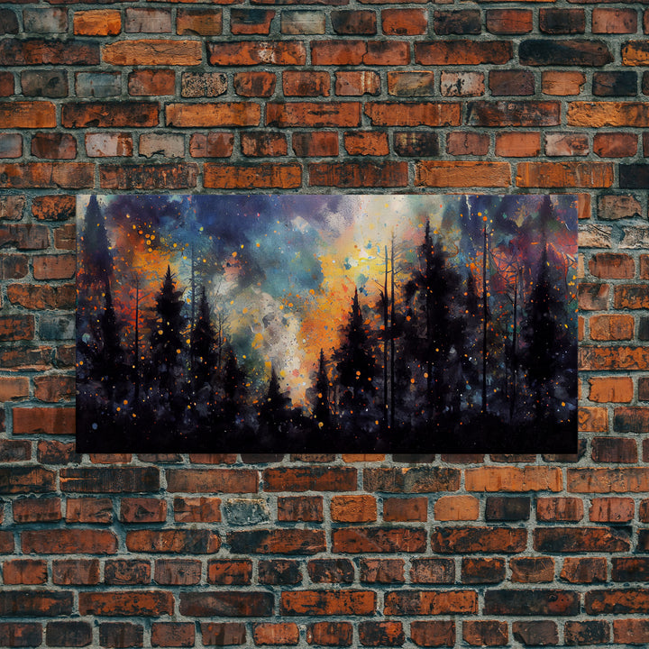 Forest Fire Abstract, Forest Landscape Wall Art, Framed Canvas Print, Pine Tree Canvas, Pine Tree Artwork, Pine Tree Canvas Art, Wall Decor