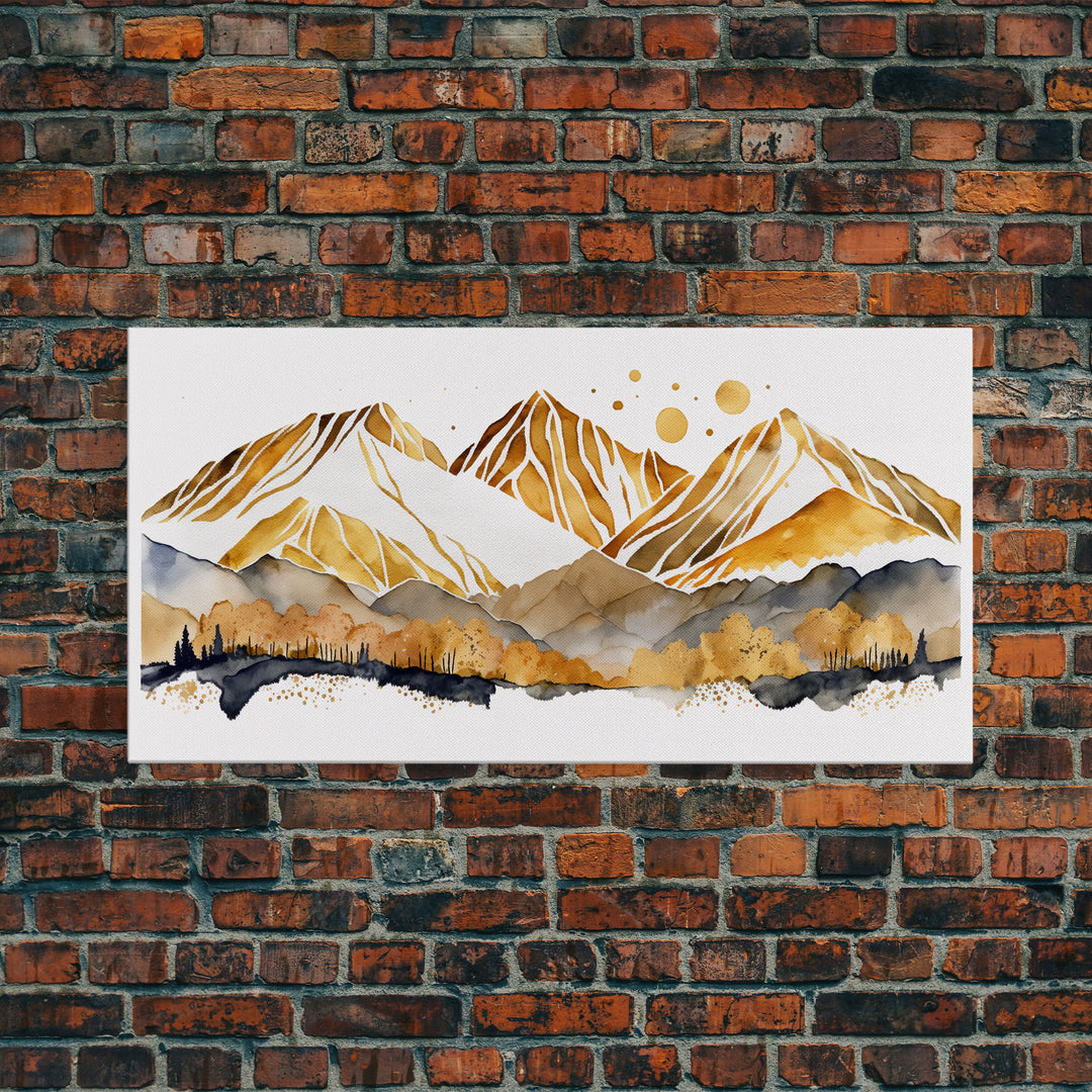 Golden Mountains Wall Art, Framed Canvas Print, Wall Decor, Mountain View, Smokey Mountain, Housewarming Gift, Mountain Painting