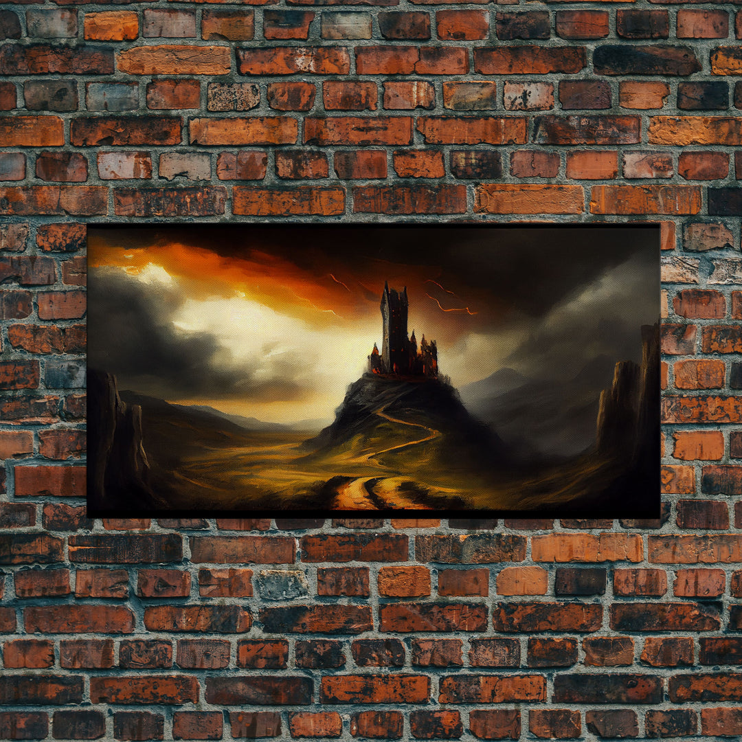 High Fantasy Art, The Dark Castle, Framed Canvas Print, Moonlit Fantasy, Custom Fantasy Art, fantasy art canvas