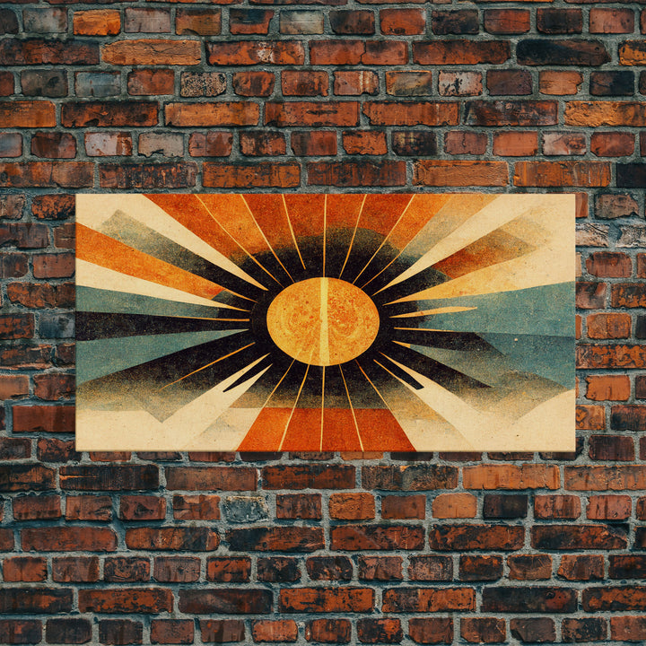 Abstract Midcentury Modern Sunburst, Canvas Print, Art Deco Style wall art, sun with sun rays, sun burst, boho style, ready to hang