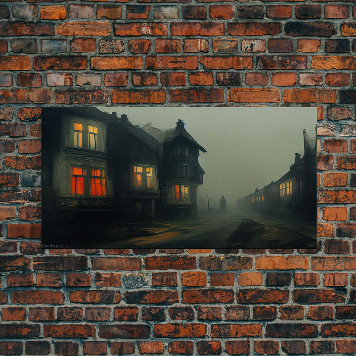 Creepy WildWest Art, canvas print, gloomy abandoned street