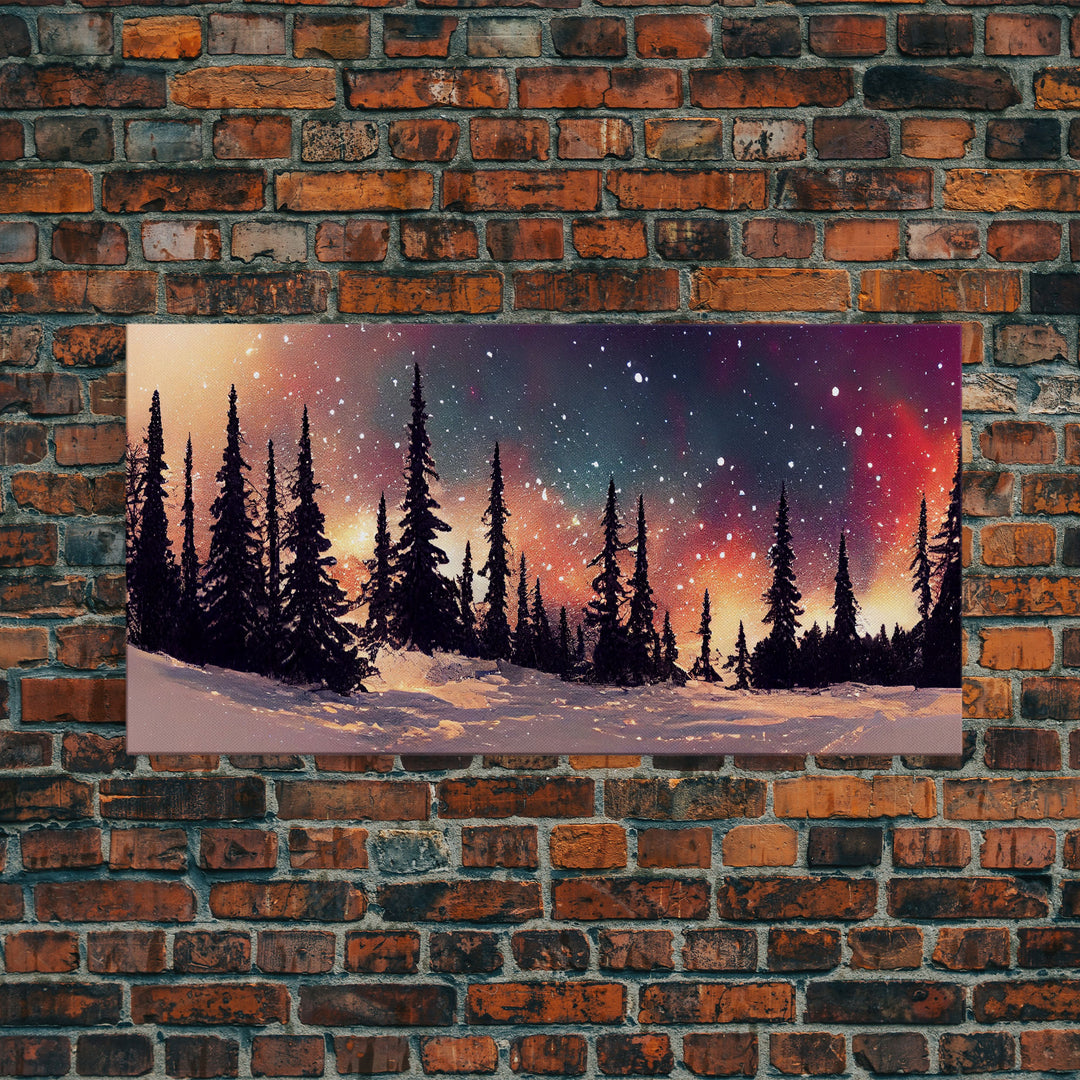 Snowfall in the forest, canvas print, winter wall art