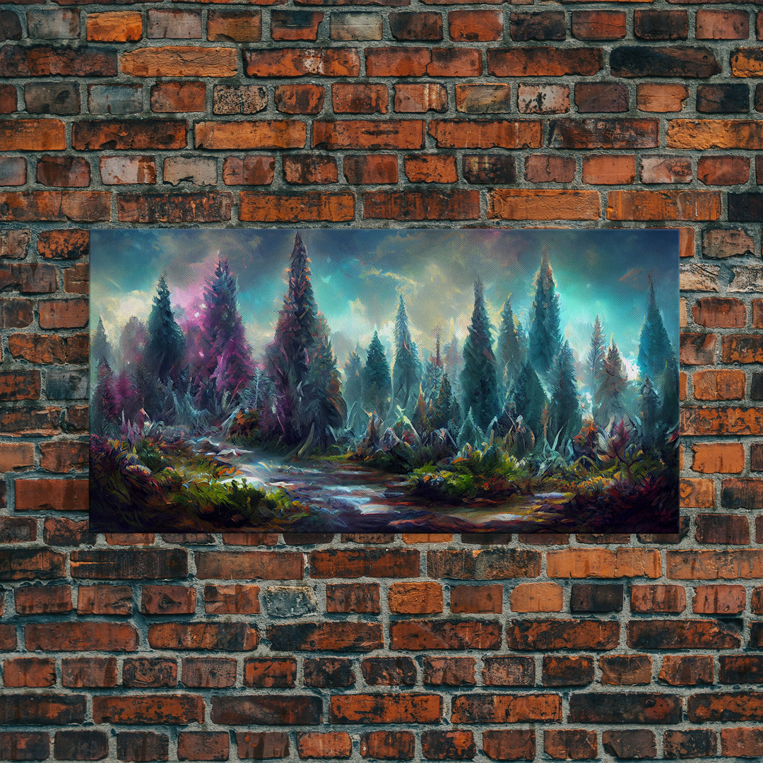 Trippy wall art canvas print, psychedelic wall art, Panoramic nature landscape wall art, fantasy art