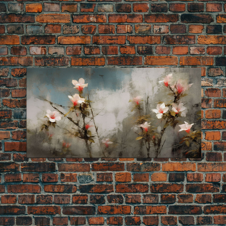 Wild Flowers Wall Decor, Floral Wall Art, Nature Print, Abstract  Art, Panoramic Wall Decor, Canvas Print, Wall Art, Framed Canvas Art