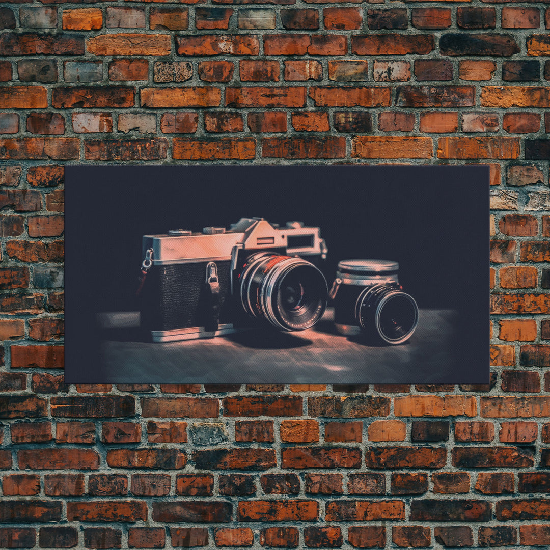 Film Camera Wall Decor, Camera Wall Art, Retro Wall Art, Photography Art, Panoramic Wall Decor, Canvas Print, Wall Art, Framed Canvas Art