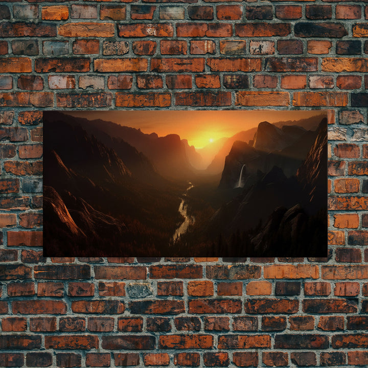 Sunset Over Canyon Wall Decor, Canyon River Wall Art, Landscape Wall Decor, Panoramic Wall Decor, Canvas Print, Wall Art, Framed Canvas Art