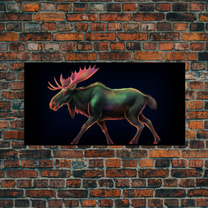 Abstract Moose Wall Art, Animal Art Print, Nature, Minimalist Wall Art, Panoramic Wall Decor, Canvas Print, Wall Art, Framed Canvas Art