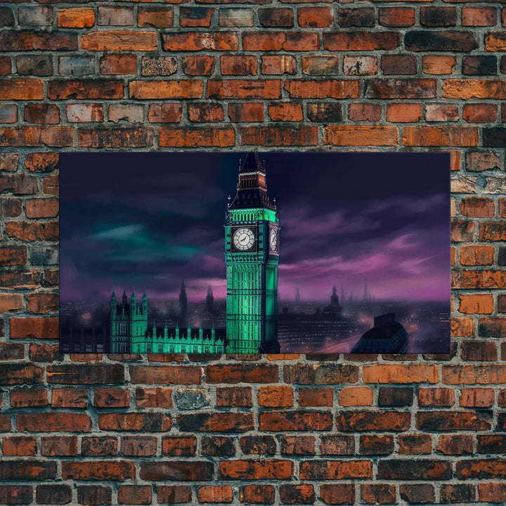 Big Ben Wall Art, London Landscape, Cityscape Wall Art, England Wall Decor, Panoramic Wall Decor, Canvas Print, Wall Art, Framed Canvas Art