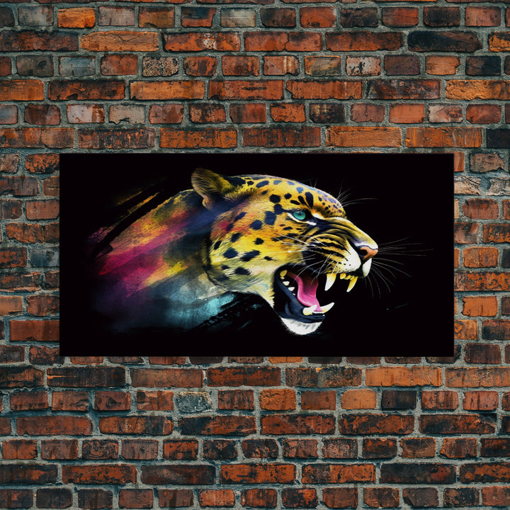 Leopard Wall Decor, Animal Wall Art, Abstract Wall Art, Nature Wall Decor, Panoramic Wall Decor, Canvas Print, Wall Art, Framed Canvas Art