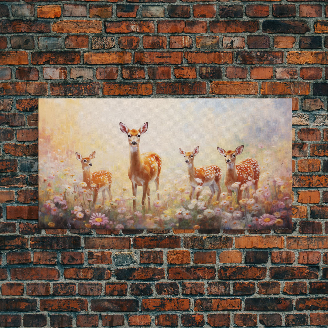 Deer Wall Art, Deer Art Print, Animal Wall Art, Panoramic Art, Wall Art, Canvas Art, Landscape Art, Southern Wall Art, Farmhouse Wall Decor