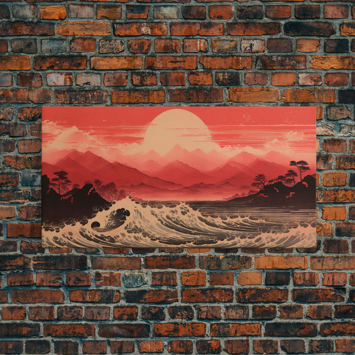 Japanese Art Print, Asian Wall Decor, Sun Wall Art, Ocean Art, Panoramic Art, Wall Art, Canvas Art, Landscape Art, Retirement Gifts, Prints