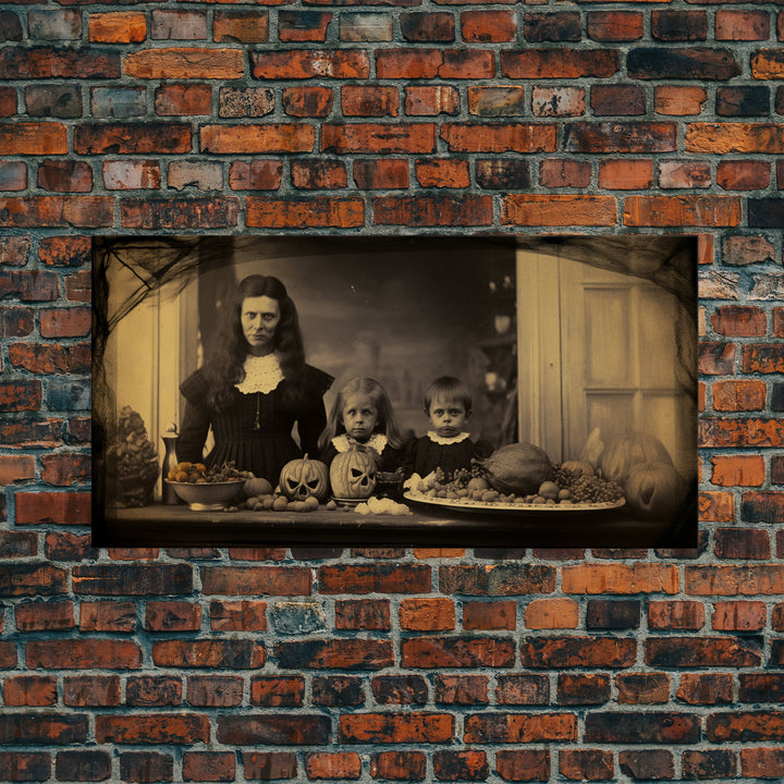 Gothic Victorian Haunted Art, Spooky Halloween Decor, Framed Canvas Print, Halloween Poster, Halloween Wall Art, Creepy Decor