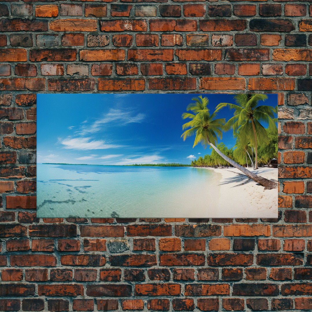 Beach Wall Art, Seashore Art, Palm Tree Wall Art, Panoramic Art, Wall Art, Canvas Art, Landscape Art, Landscape Print, Beach House Wall Art