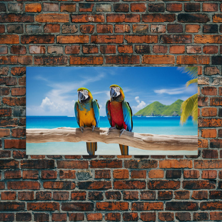 Macaw, Bird Print, Tropical Bird Print, Tropical Art Print, Panoramic Art, Wall Art, Canvas Art, Landscape Art, Landscape Print, Home Decor