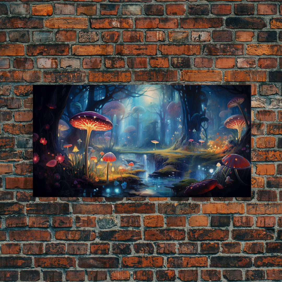 Fantasy Art, Dark Fantasy Forest Framed Canvas Print, Elven Decor, Magical Forest, RPG Game Art, Game Room Art, Witchy Decor, Wall Art