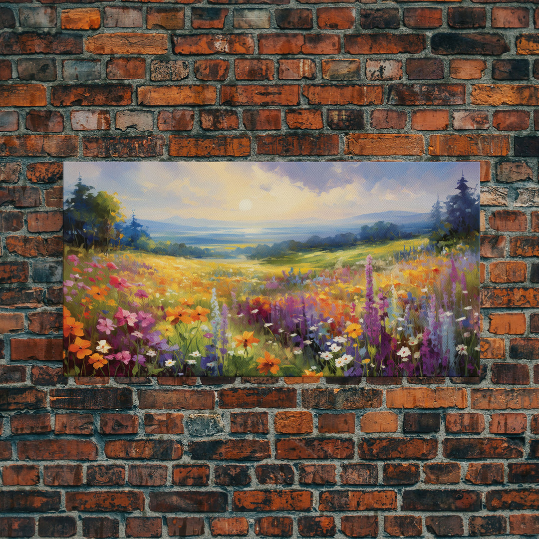 The Meadow, Gallery Wall Art, Framed Canvas Print, Original Oil Painting Reproduction Print, Landscape Art, Guest Room Decor