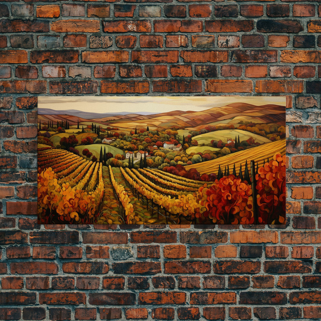 The Italian Countryside In The Fall, Framed Canvas Print, Boho Decor, Autumn Art, Fall Decor, Farmhouse Decor, Best Seller, Fall Centerpiece