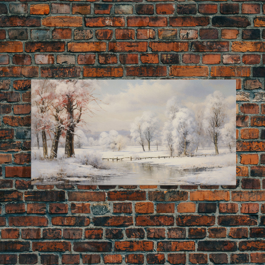 Winter Landscape, Lake Wall Art, Winter Wonderland, Panoramic Landscape, Wall Art, Canvas Wall Art, Landscape Art Print, Lakehouse Gift