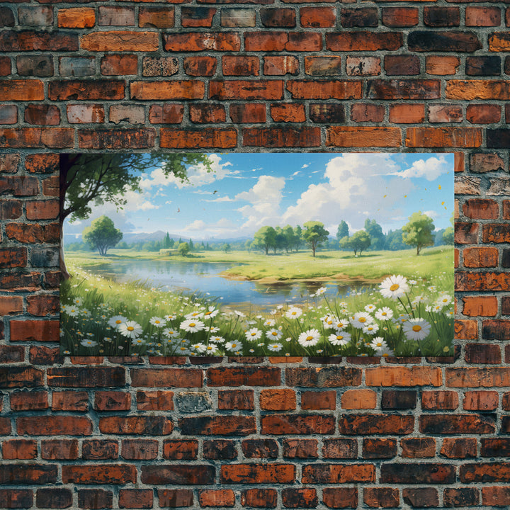 Wildflower Meadow, Country Wall Art, Spring Wall Art, Spring Meadow Print, Panoramic Landscape, Wall Art, Canvas Art, Landscape Art Print