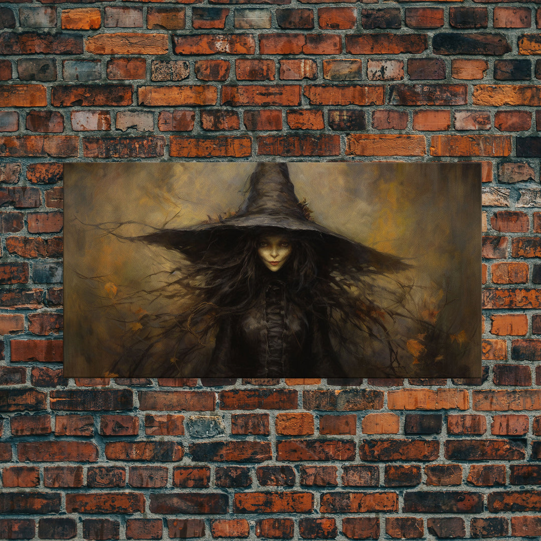 The Witch, Framed Canvas Print, Halloween Decor, Witch Painting, Horror Prints, Goth Art, Witchy Decor, Halloween Wall Art