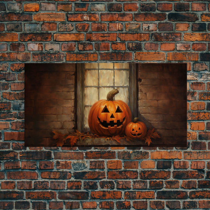 Spooky Art, Halloween Art, Jack O Lantern Art, Framed Canvas Print, Halloween Decor, Halloween Art Prints, The Jack O Lantern In The Window