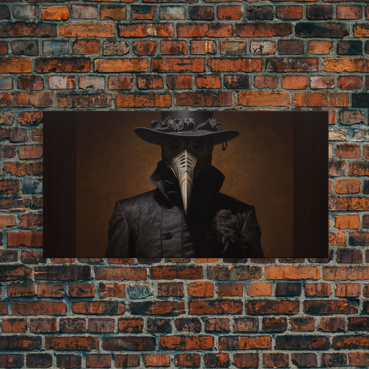 The Plague Doctor, Dark Academia, Framed Canvas print, Halloween Art Prints, Spooky Victorian Oil Painting Print, Halloween Decor