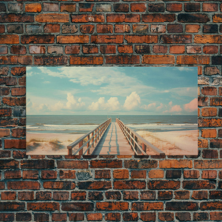 The Beach Boardwalk, Framed Canvas Print, Liminal Art, Framed Wall Decor, Beach Photography, Surf Art, Surf Print, Nautical Decor