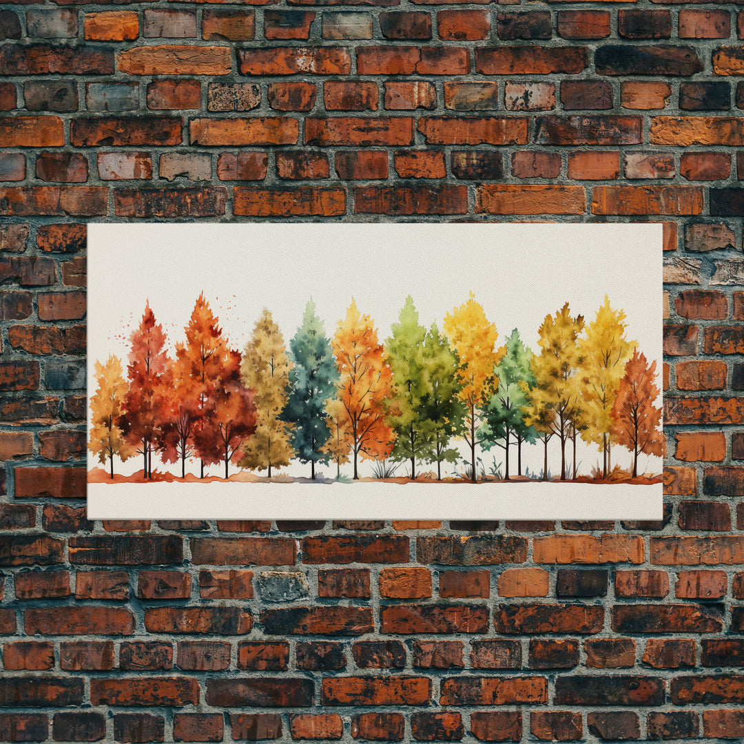 Autumn Decor - The Changing Of The Leaves - Framed Canvas Print - Fall Painting - Fall Centerpiece - Orange Leaves - Rustic Farmhouse Decor