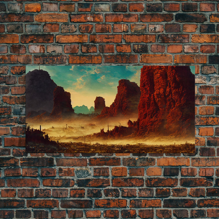 Post Apocalyptic Desert Hellscape, ready to hang canvas print wall art, framed canvas wall art, mancave wall art