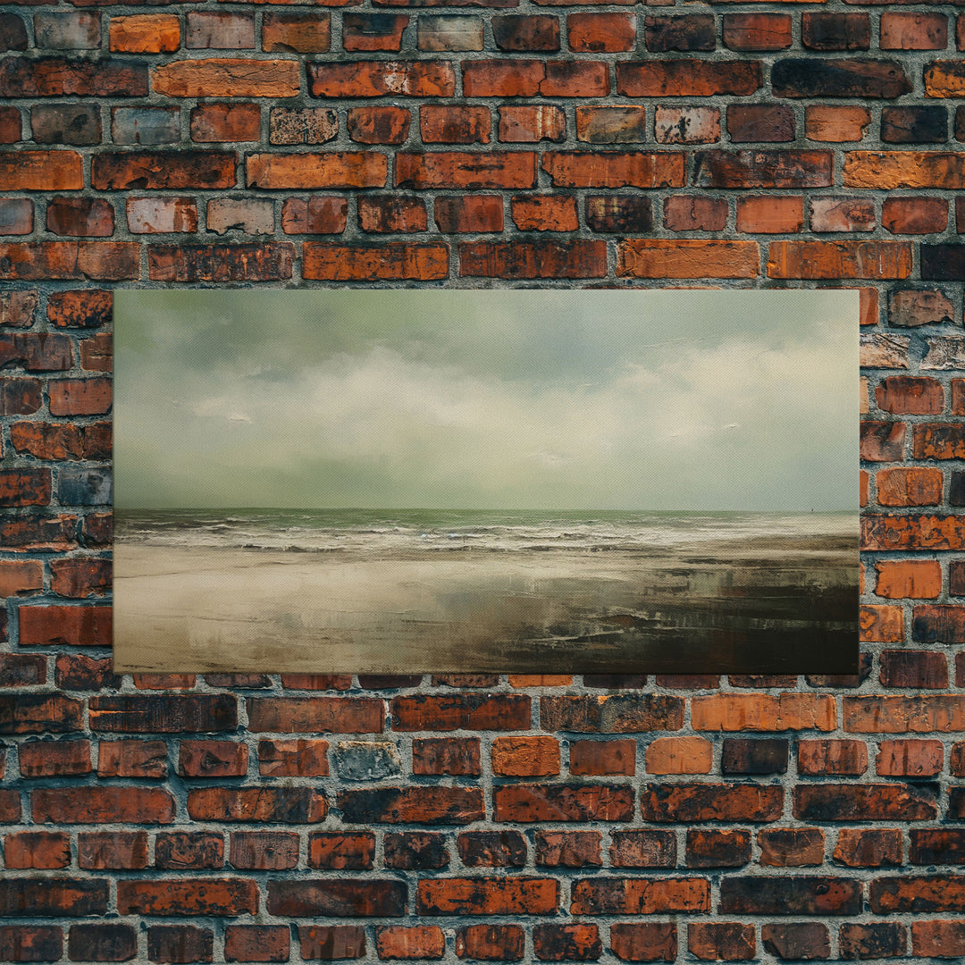 Landscape Oil Painting Canvas Print Wall Art, Nature Framed Large Gallery Art, Minimalist Art, Ready To Hang, Moody and Drab Art