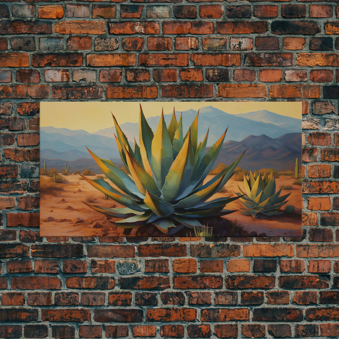 Southwestern Wall Art, Agave Desert Canvas Ready to Hang Large Print, Oil Painting, Landscape Wall Art, Desert Decor