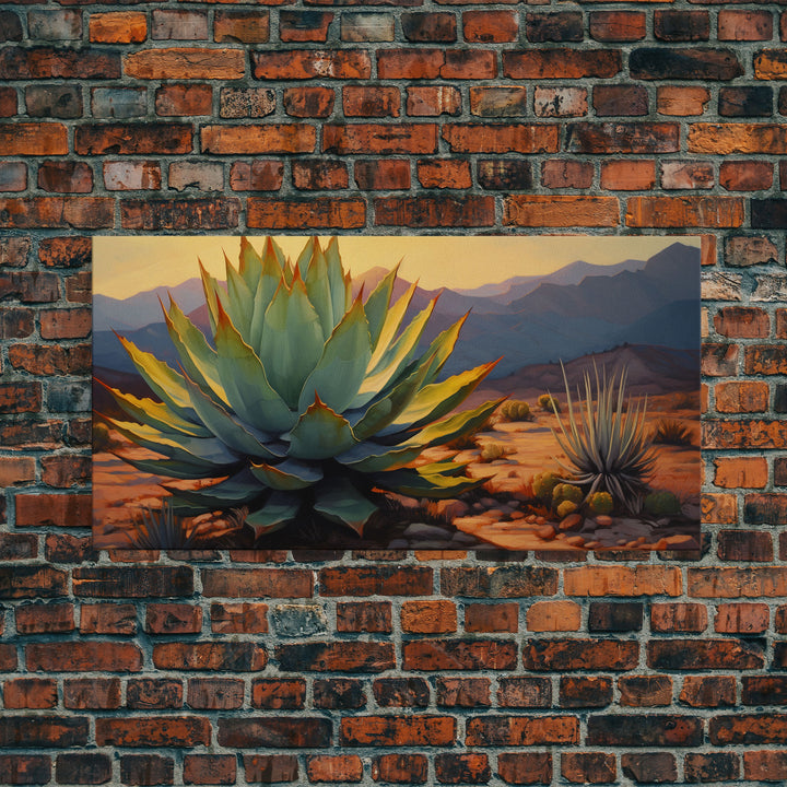 Southwestern Wall Art, Agave Desert Canvas Ready to Hang Large Print, Oil Painting, Landscape Wall Art, Desert Decor