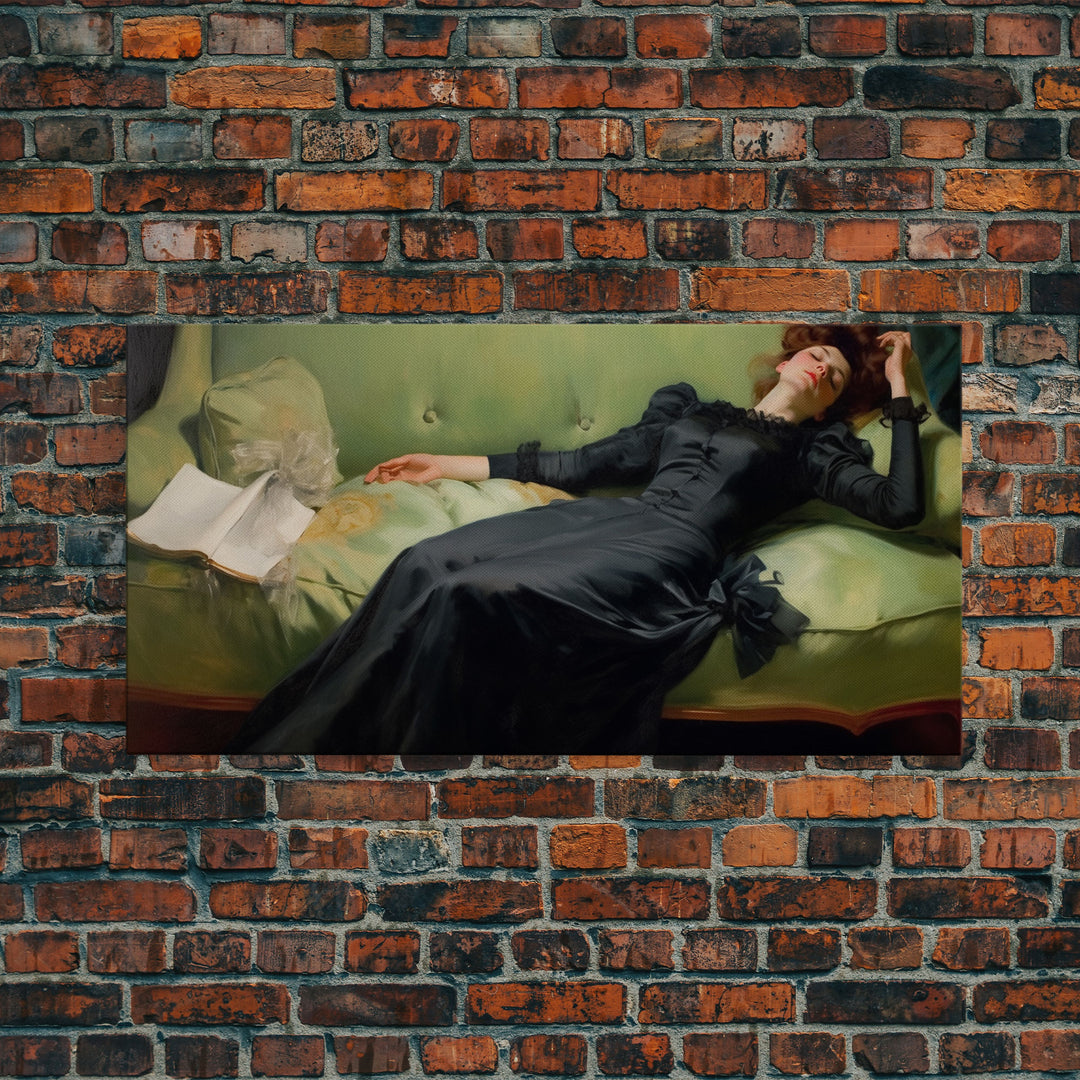 One Of Those Days, Conked Out On The Couch, Decadent Young Woman, Gilded Age Inspired Victorian Female Figure Wall Art