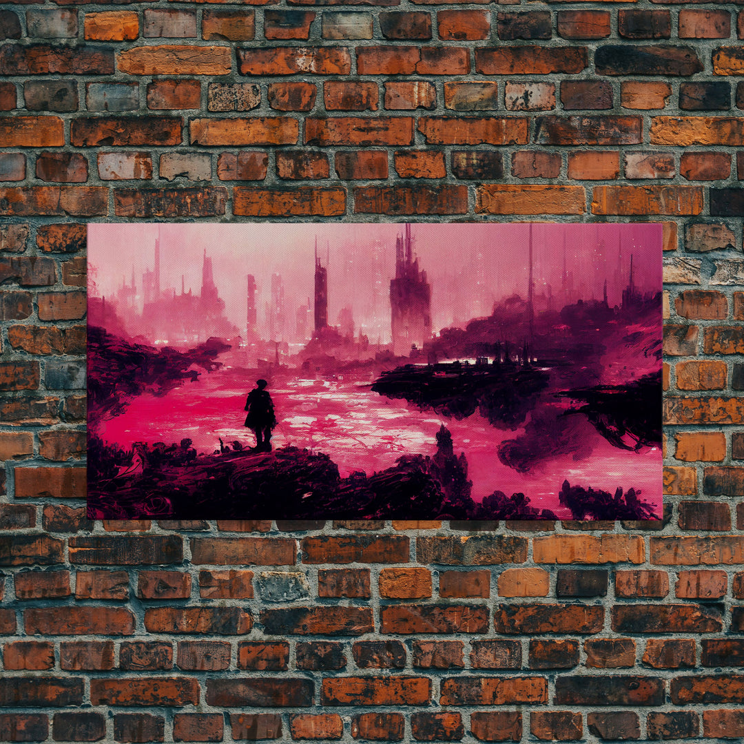 Surreal Dystopian Cyberpunk Art, ready to hang canvas print, framed art