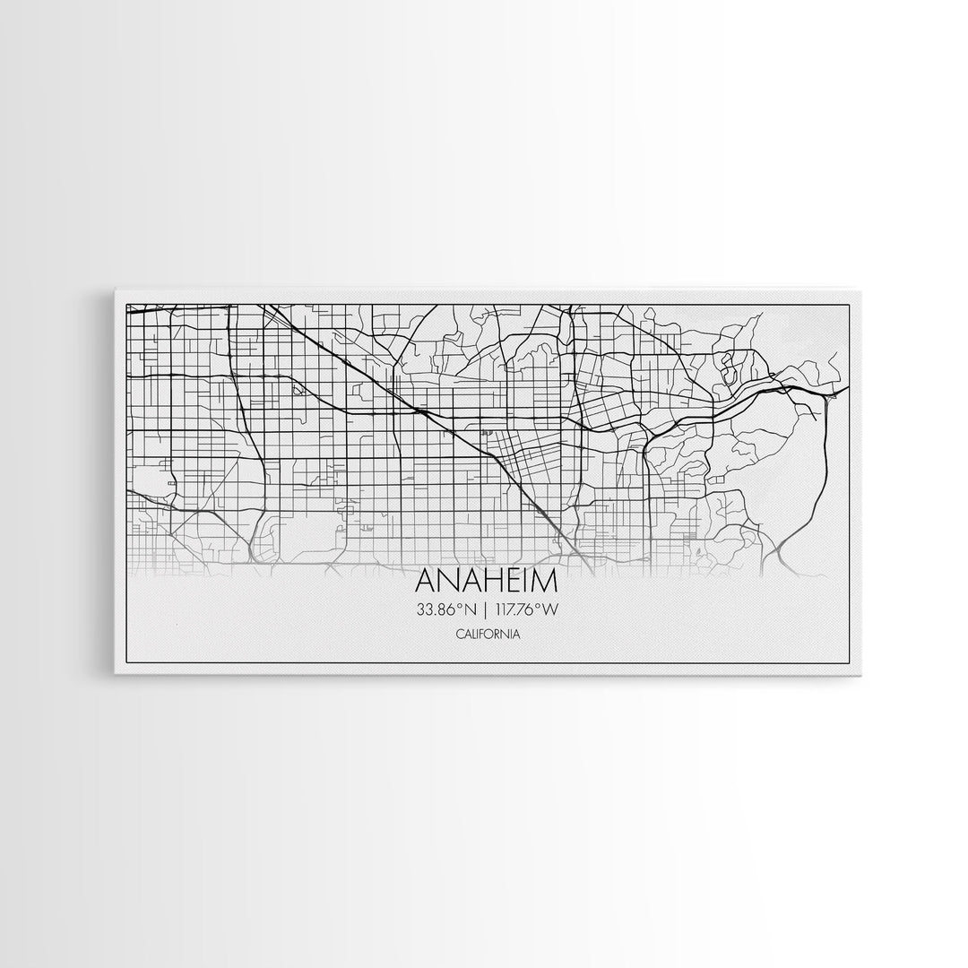 Anaheim Street Map, California Map, Map Print, Modern Art, Wall Art, Canvas Print, Room Décor Aesthetic, Indie Room Décor, Wall Prints