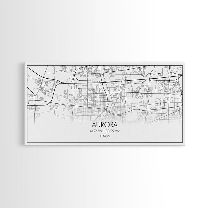 Aurora Street Map, Illinois Map, Map Print, Modern Art, Wall Art, Canvas Print, Room Décor For Teens, Cool Wall Art, Fun Gift, Classroom Art