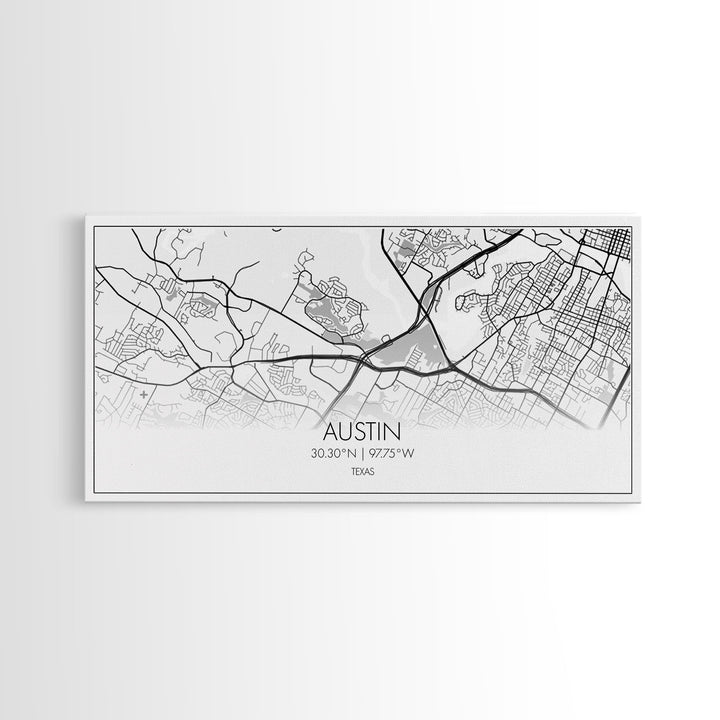 Austin Street Map, Texas Map, Map Print, Modern Art, Wall Art, Canvas Print, Teen Girl Room Décor, Gift For Coworker, Bookshelf Décor